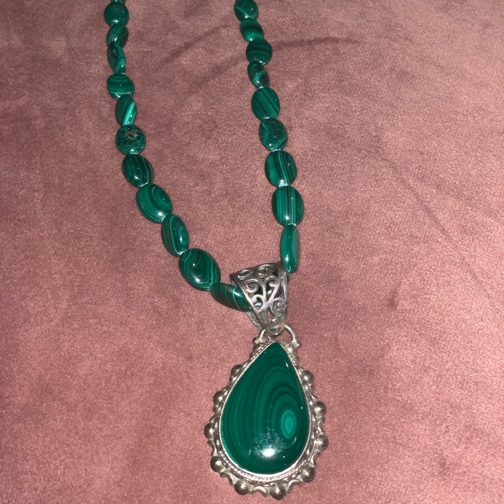 Vintage green and silver necklace